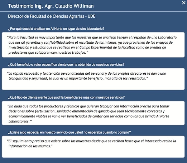 Testimonio Ing Agr. Claudio Williman
